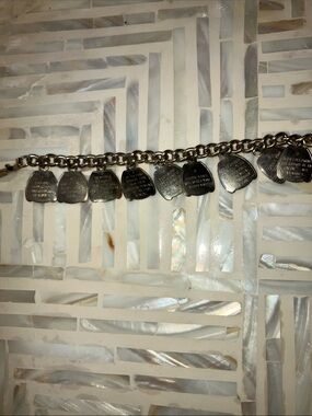 Vintage 10 TEEN TEN Commandments Charm Bracelet Dangle GOLD Tone 5.25”